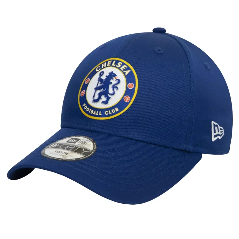 Elegant Pillbox Hat for Formal Wear-Chelsea FC Kids Navy 9Forty Cap Cloth Strap Adjustable Football (Soccer) By New Era