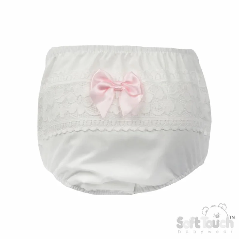 Stylish Pleated Chinos for Sharp Looks-Floral Lace Frilly Pants - Pink (0-18 Months) (PK6) FP30-P