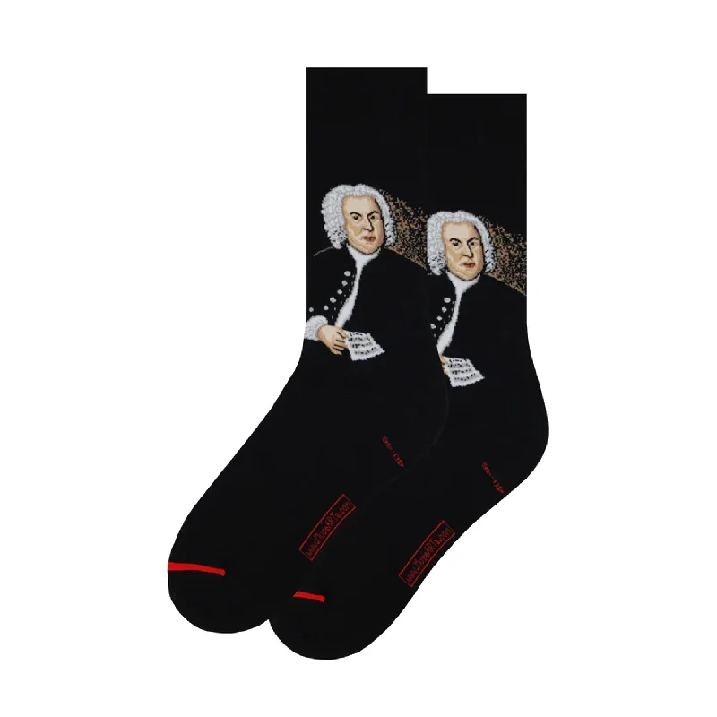 Comfortable Trainer Socks for Casual Days-Bach Portrait Women’s Socks, Black