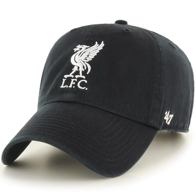 Warm Wool Cap for Winter Sports-Liverpool FC Black Clean Up Strapback Cap Football Soccer by 47