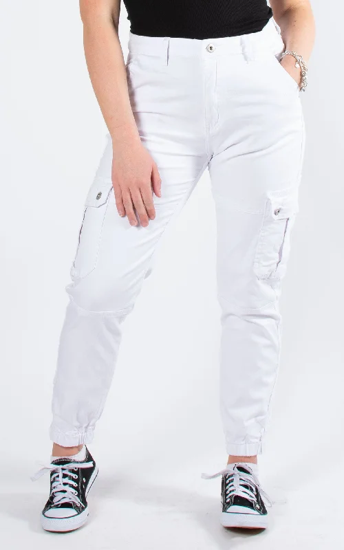 Stylish Slim-Fit Chinos for Sharp Casual Look-Kelly Cargo Pants | White