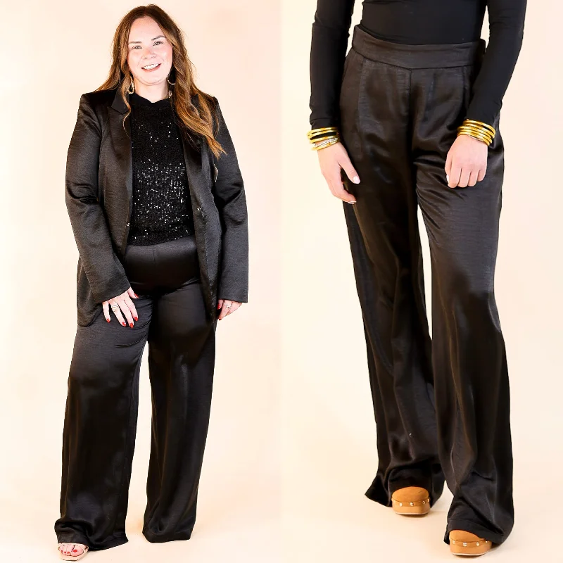 Trendy Cargo Pants for Outdoor Adventures-My Everything Satin Pants in Black