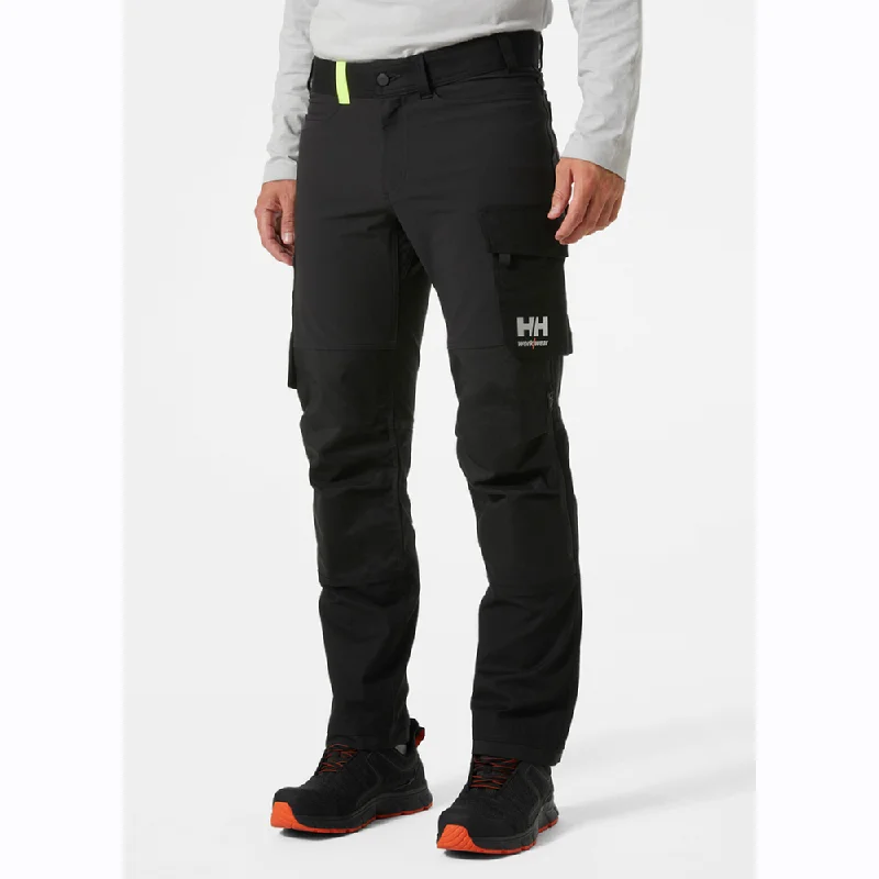 Relaxed Fit Bermuda Shorts for Summer-Helly Hansen 77407 Oxford 4X Stretch Work Pants Trousers Black