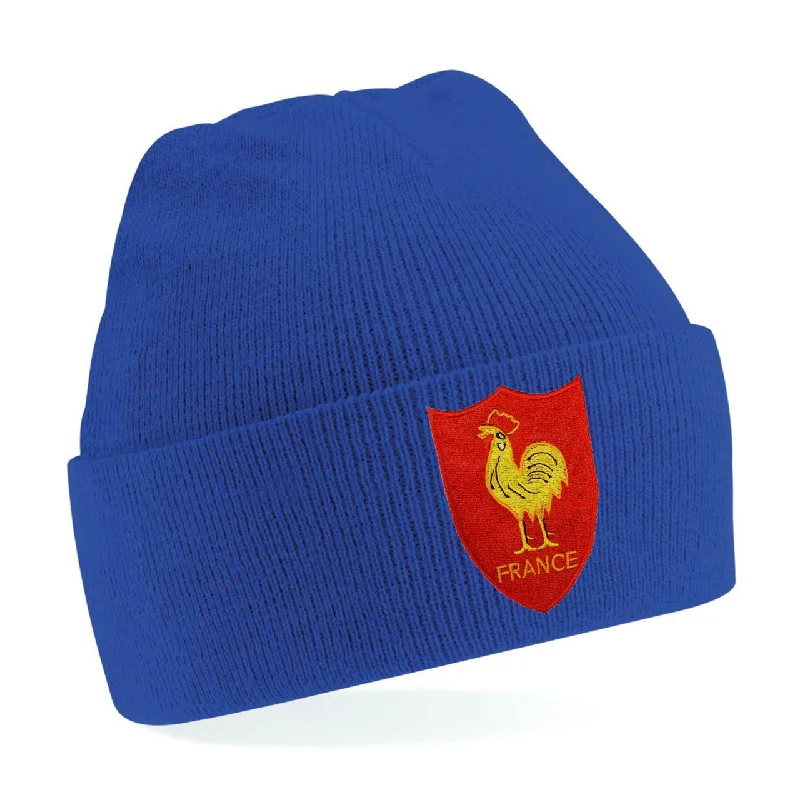 Cozy Knit Beanie for Cold Weather-Kids France French Vintage Retro Embroidered Rugby Football Beanie Hat