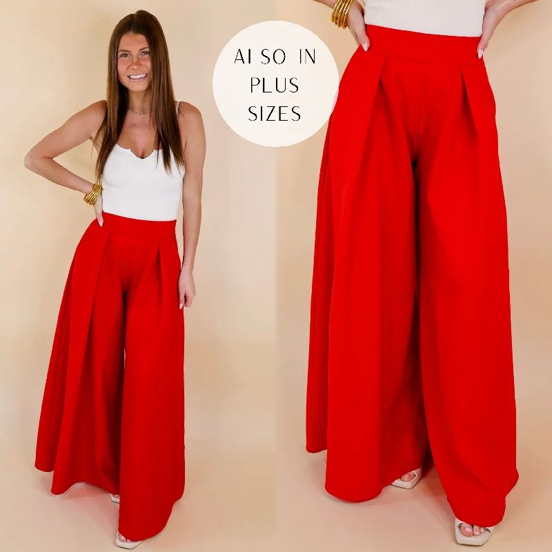 Stylish Plaid Pants for Unique Style-Urban Wonders Wide Leg Pants in Red