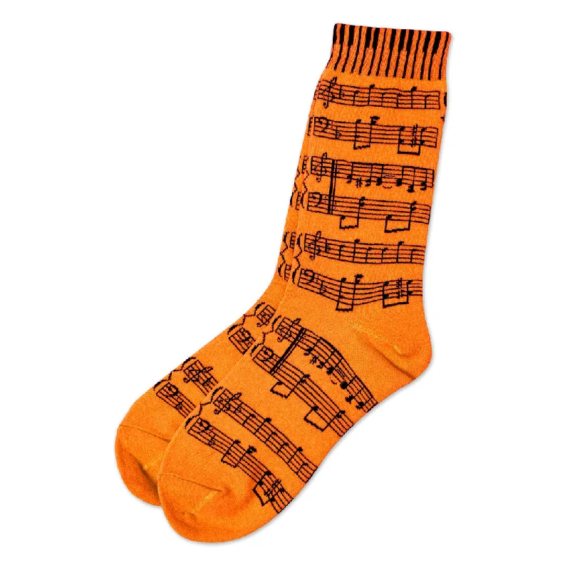 Extra Soft Cushioned Socks for Softness-Music Staff & Keyboard Women’s Socks, Orange