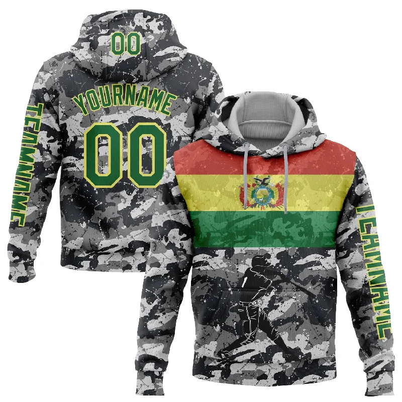 Warm Hooded Sweatshirt for Cozy Winter Wear-Custom Stitched Camo Grass Green-Light Yellow 3D Bolivia Bolivian Flag Sports Pullover Sweatshirt Salute To Service Hoodie