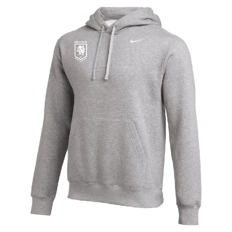 Comfortable Hoodie for All-Day Comfort-Christos FC Badge Nike Club Hoodie Grey