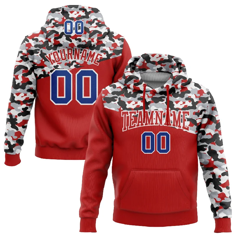 Trendy Hoodie for Athleisure Looks-Custom Stitched Camo Royal Red Black-Gray 3D Sports Pullover Sweatshirt Salute To Service Hoodie