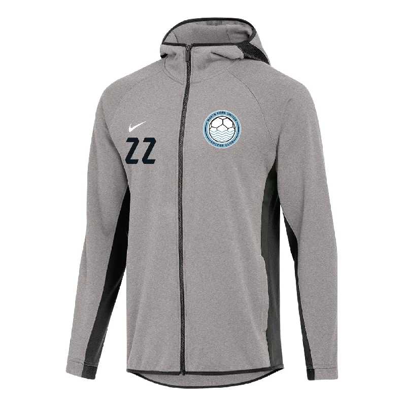 Soft Hooded Sweatshirt for Comfort and Style-North Fork United Soccer Club FAN Nike Showtime Full-Zip Hoodie Grey