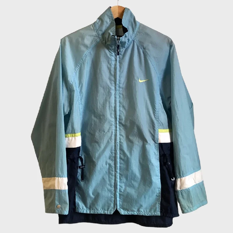 Warm Sherpa Jacket for Cold Temperatures-Vintage Nike Blue Windbreaker Jacket Women’s L