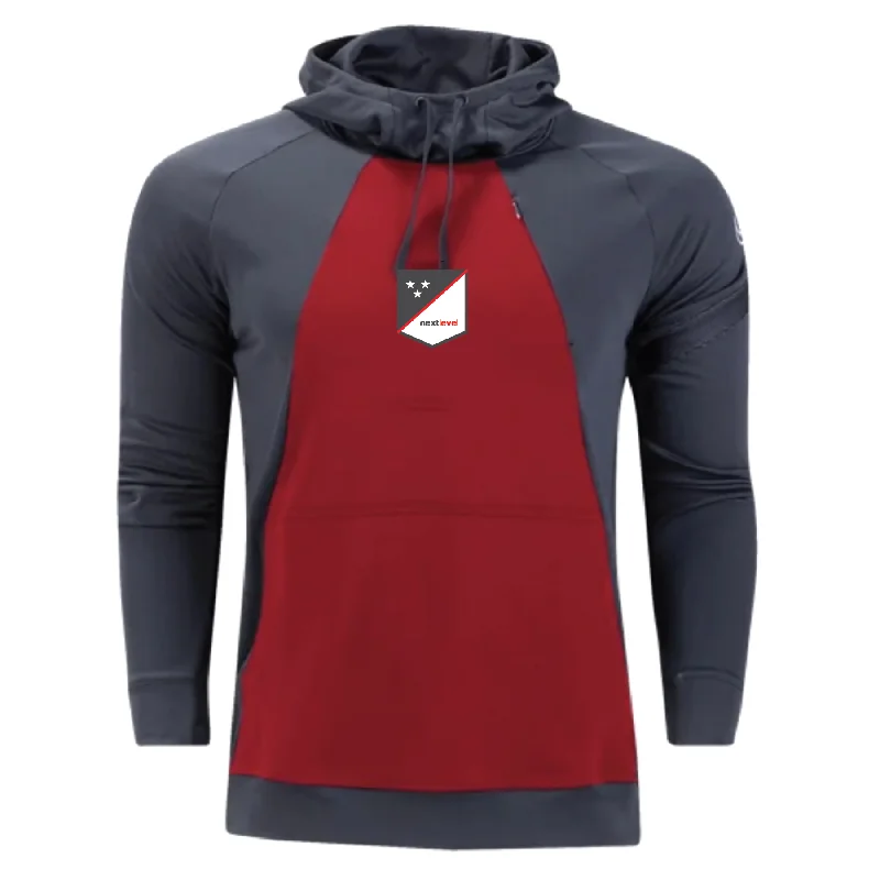 Warm Hoodie for Layering in Winter Weather-Next Level Nike Dry Academy Hoodie Red/Grey