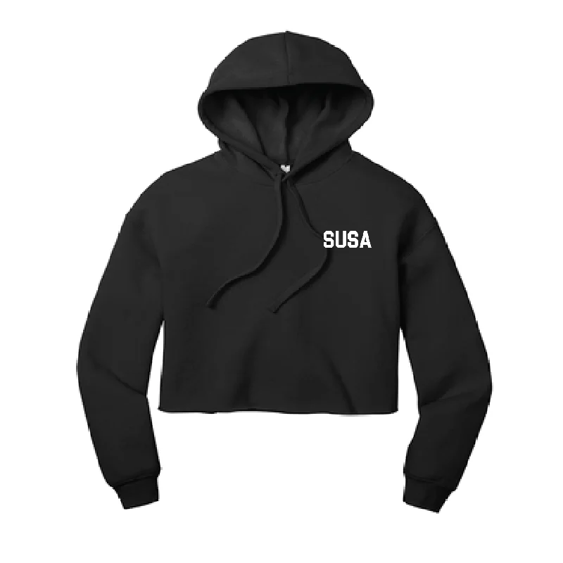 Comfy Hoodie with Fleece Lining for Warmth-SUSA Bella+Canvas Lifestyle Crop Hoodie Black