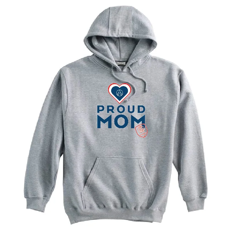 Classic Hoodie with Large Pocket for Convenience-PSG Academy Chicago Proud Mom Hoodie Grey