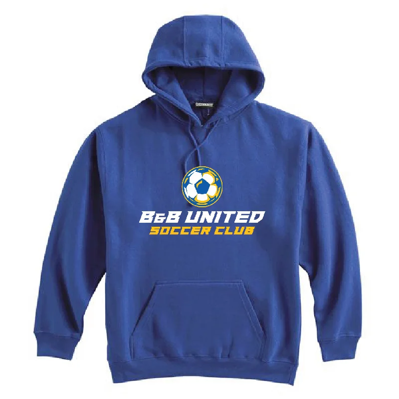 Sporty Hoodie for Gym and Workout-B & B United Soccer Club Pennant Super 10 Hoodie Royal