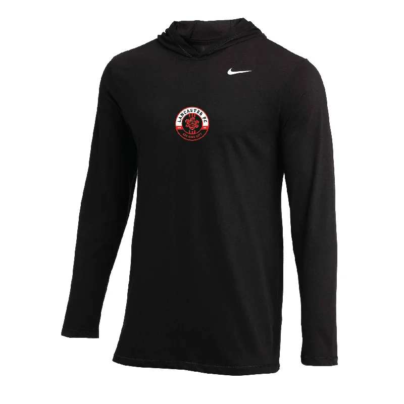 Warm Hoodie for Layering in Winter Weather-Lancaster FC FAN (Patch) Nike Long Sleeve Hoodie Tee Black