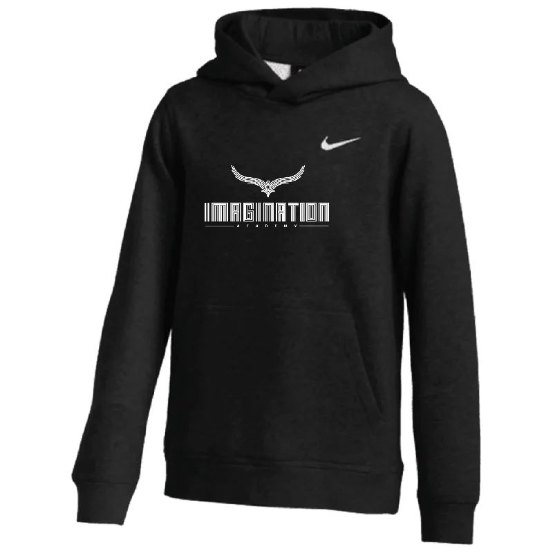 Classic Pullover Hoodie for Simple Comfort-Imagination Academy FAN Large Logo Nike Club Hoodie Black