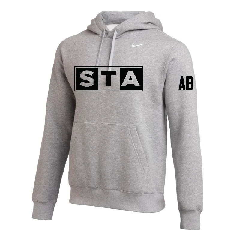 Comfy Hoodie for Lounging at Home-STA Supers (Logo) Nike Club Hoodie Grey