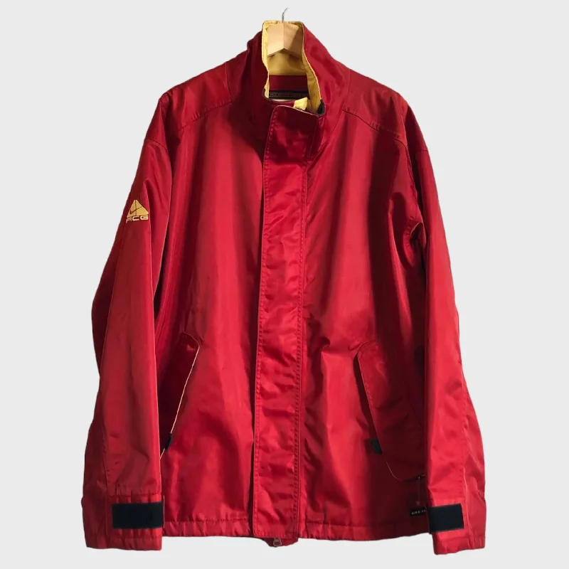 Waterproof Rain Jacket for Wet Weather-Vintage Nike ACG Red Parka Jacket XL