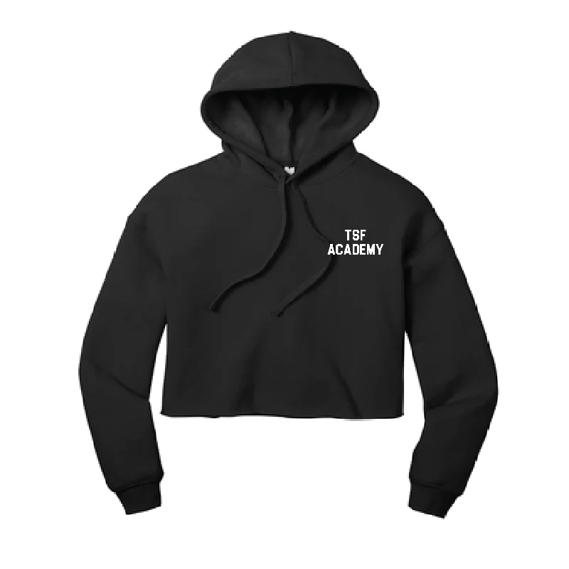 Lightweight Hoodie for Outdoor Activities-TSF Academy Bella+Canvas Lifestyle Crop Hoodie Black