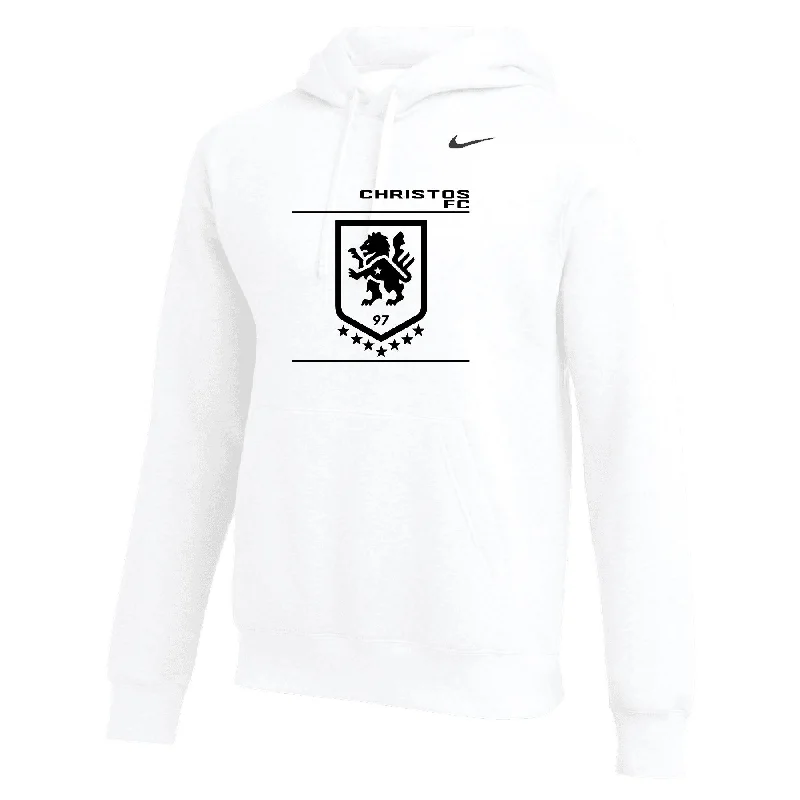 Fashionable Hoodie for Sporty and Casual Look-Christos FC Lion Nike Club Hoodie White