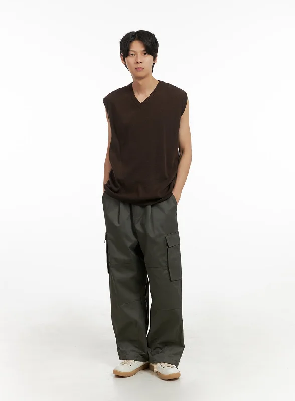 Versatile Chino Pants for Everyday Wear-Men's Wide Fit Cargo Pants (Dark Green) IY402