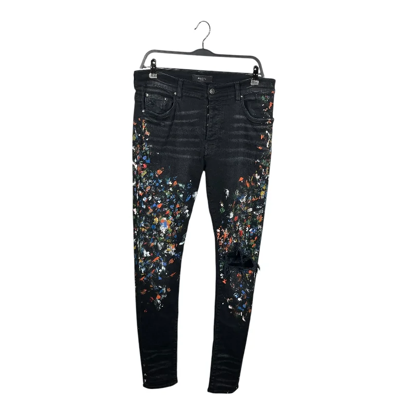 Elegant Wide-Legged Trousers for Chic Fashion-AMIRI/Skinny Pants/33/Denim/BLK/All Over Print/PAINTED SKINNY JEANS