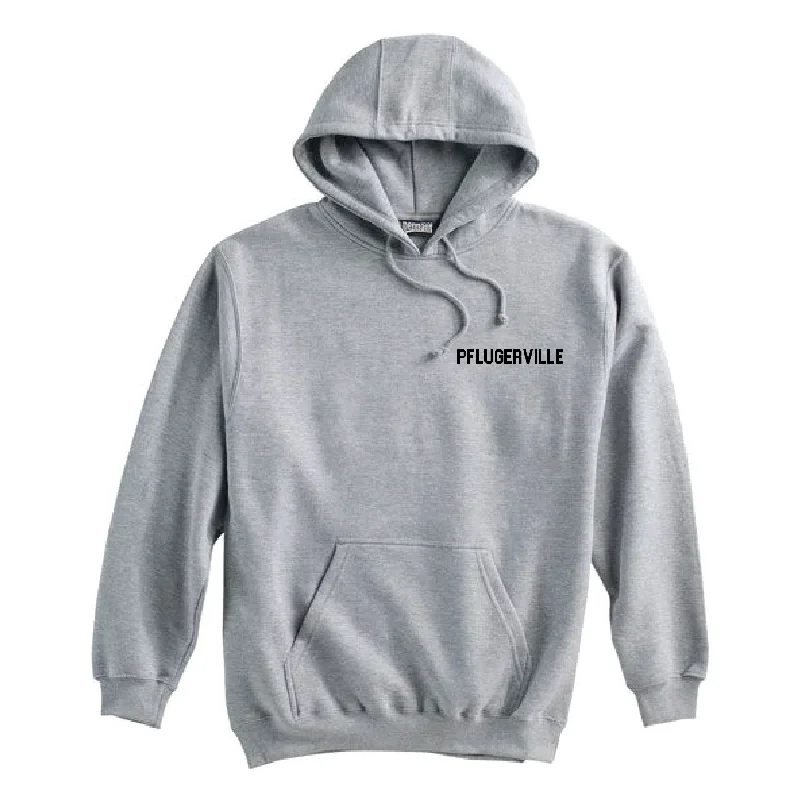 Warm Hoodie for Outdoor Adventures-Pflugerville FC Pennant Lifestyle Hoodie Grey