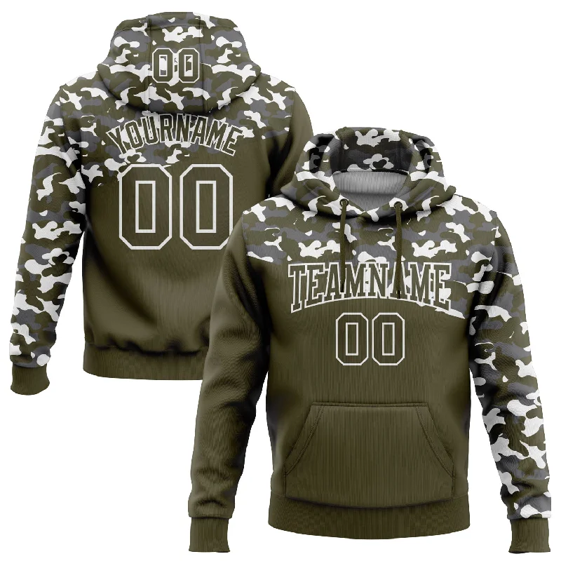 Sporty Hoodie for Gym and Workout-Custom Stitched Camo Olive-Steel Gray 3D Sports Pullover Sweatshirt Salute To Service Hoodie