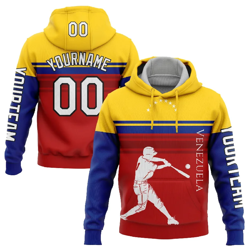 Comfy Hoodie with Fleece Lining for Warmth-Custom Stitched Red Gold Royal-Black 3D Venezuela Venezuelan Flag Sports Pullover Sweatshirt Hoodie