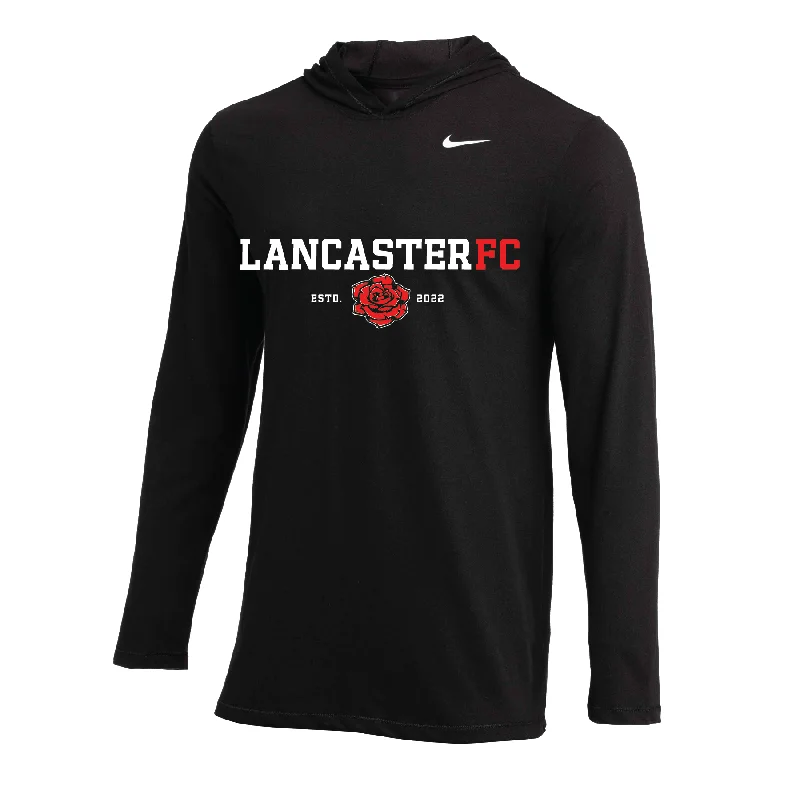 Soft Cotton Hoodie for Relaxing at Home-Lancaster FC (Transfer) Nike Long Sleeve Hoodie Tee Black