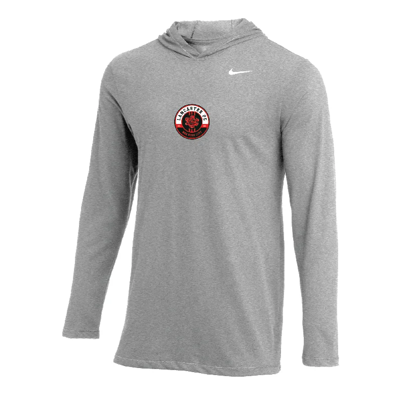 Trendy Oversized Hoodie for Relaxed Vibe-Lancaster FC (Patch) Nike Long Sleeve Hoodie Tee Grey