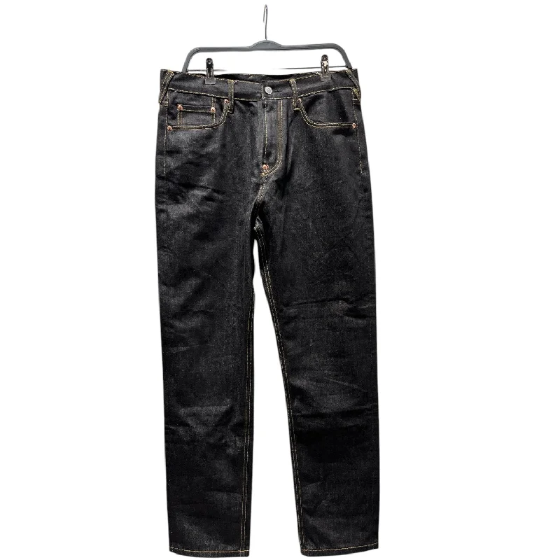 Trendy Wide-Legged Denim for Boho Style-EVISU/Straight Pants/33/Denim/BLK/LOT 2000 33X34