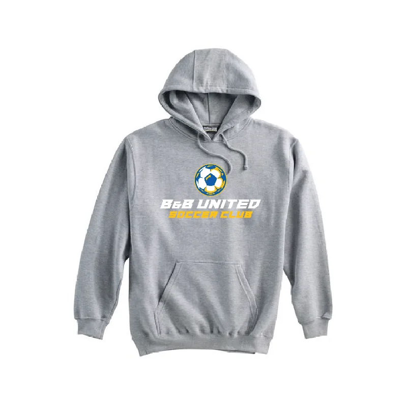 Warm Hoodie for Cold Weather-B & B United Soccer Club Pennant Super 10 Hoodie Grey