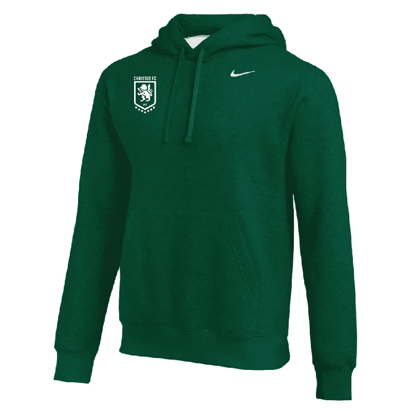 Premium Fleece Hoodie for Softness and Warmth-Christos FC Badge Nike Club Hoodie Dark Green