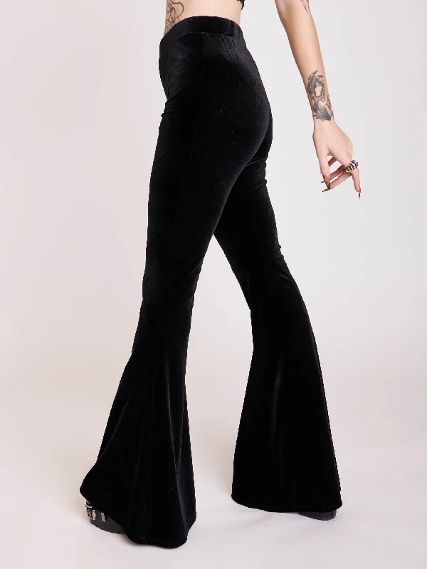 Classic Black Dress Pants for Formal Wear-Velvet Flared Leggings