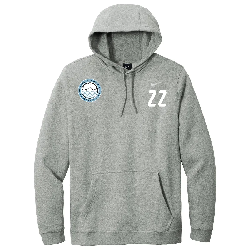 Classic Hoodie with Large Pocket for Convenience-North Fork United Soccer Club FAN Nike Club Hoodie Grey