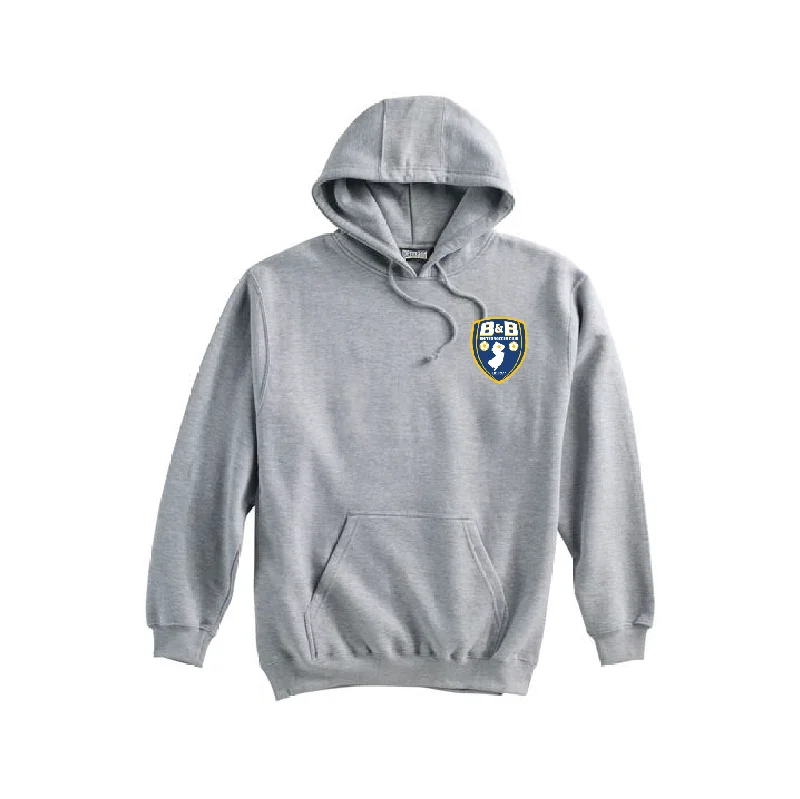 Custom Logo Hoodie for Team or Event Wear-B & B United Soccer Club FAN Pennant Super 10 Hoodie Grey