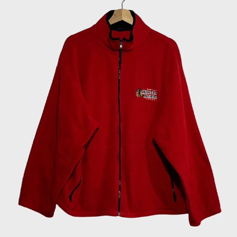 Modern Tech Jacket for Winter Protection-Vintage Portland Winterhawks Fleece Jacket XL