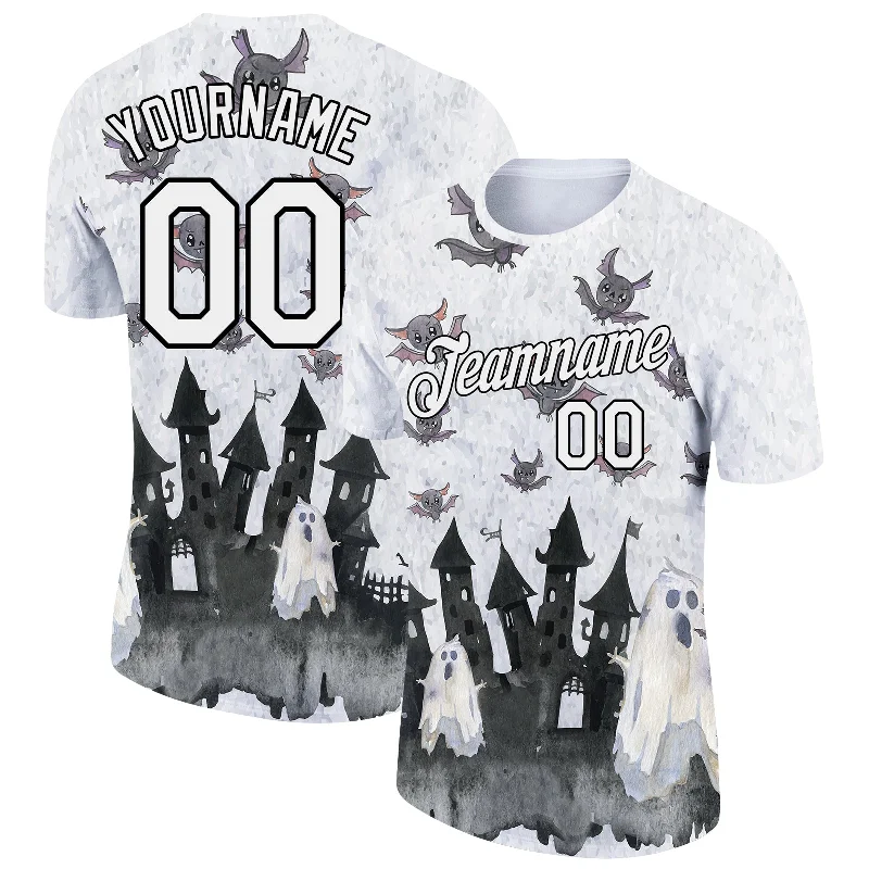 Comfortable Cotton T-Shirt for Daily Wear-Custom White Black 3D Halloween Performance T-Shirt