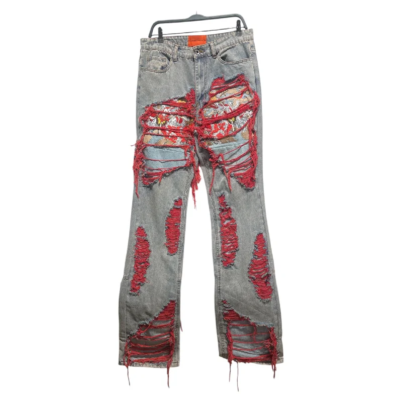 Cozy Jogger Pants for Relaxed Vibe-WHO DECIDES WAR/Straight Pants/32/Denim/BLU/All Over Print/Red Stitch Skeleton War