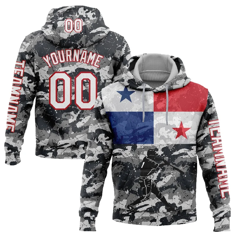 Relaxed Hoodie with Bold Color for Attention-Grabbing Look-Custom Stitched Camo White-Red 3D Panama Panamanian Flag Sports Pullover Sweatshirt Salute To Service Hoodie