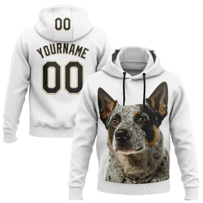 Soft Hoodie for Cozy Nights-Custom Stitched White Black-Cream 3D Pattern Design Australian Cattlel Dog Sports Pullover Sweatshirt Hoodie