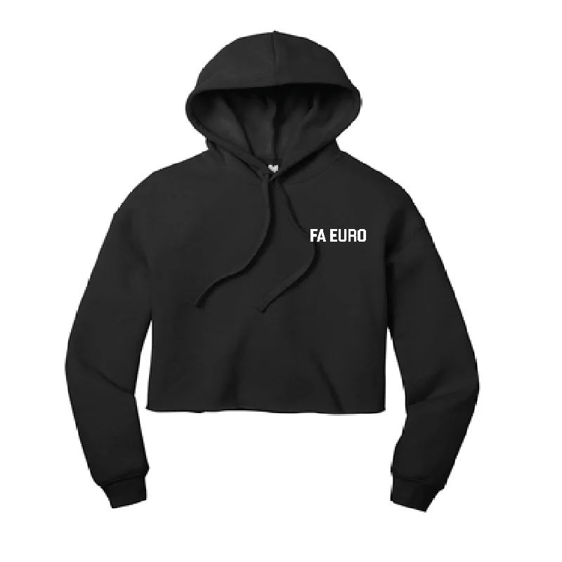 Bold Printed Hoodie for Fashion-Forward Statements-FA Euro New York FAN Bella+Canvas Lifestyle Crop Hoodie Black