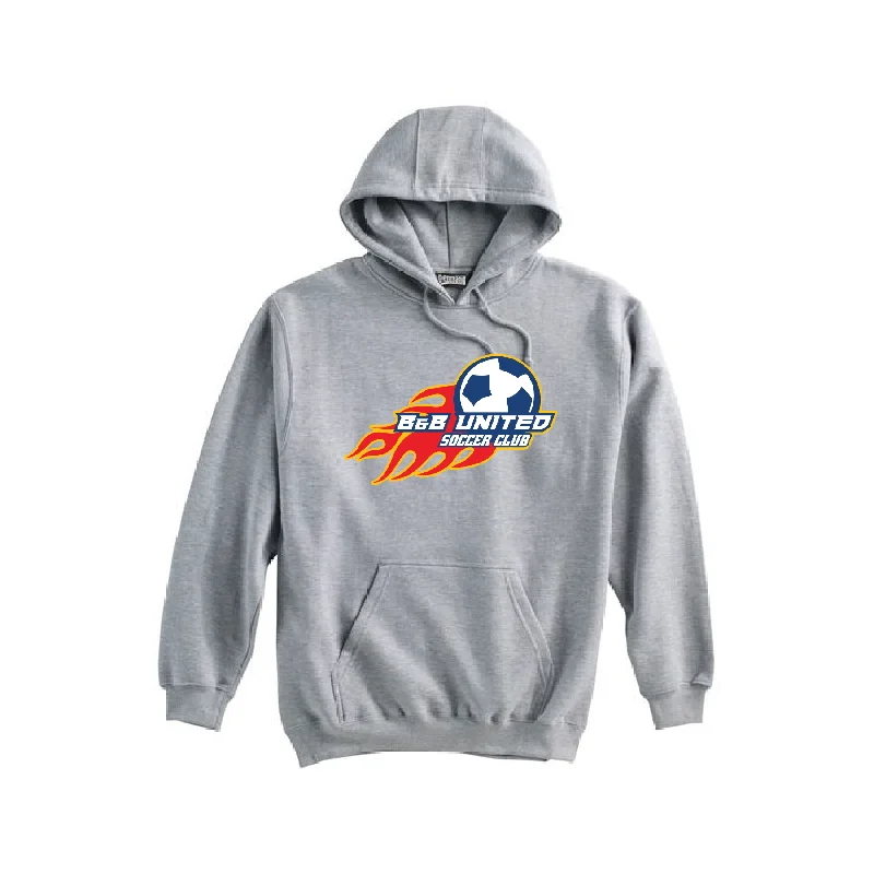 Comfortable Hoodie for School Days-B & B United Soccer Club FAN Pennant Super 10 Hoodie Grey