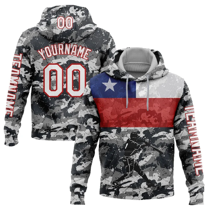 Basic Hoodie for Simple, Classic Style-Custom Stitched Camo White-Red 3D Chile Chilean Flag Sports Pullover Sweatshirt Salute To Service Hoodie