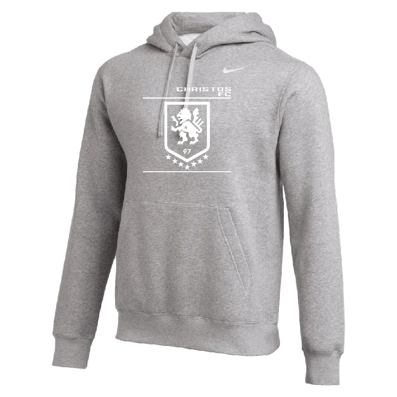 Trendy Zip-Up Hoodie with Colorful Design-Christos FC Lion Nike Club Hoodie Grey