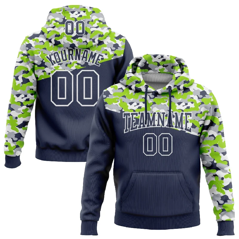 Comfortable Hoodie for Travel Days-Custom Stitched Camo Navy Neon Green-Gray 3D Sports Pullover Sweatshirt Salute To Service Hoodie