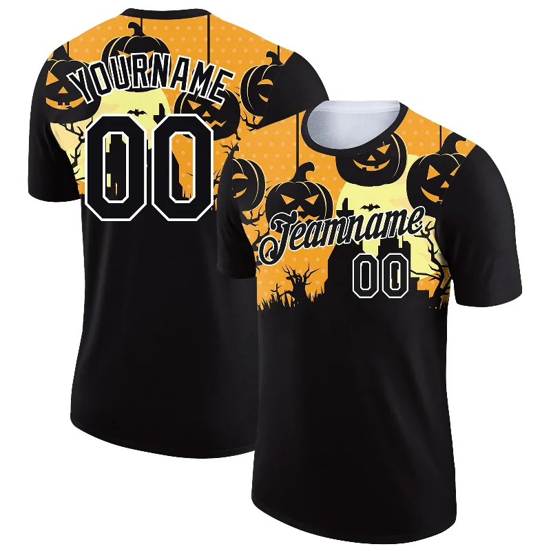 Custom Printed T-Shirt for Unique Style-Custom Black White 3D Halloween Performance T-Shirt