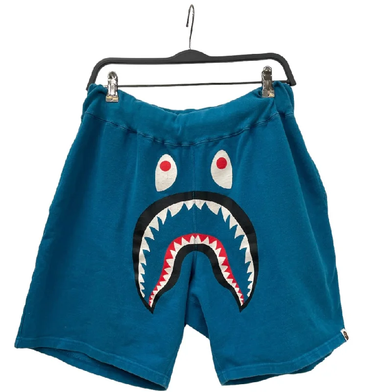 Colorful Printed Shorts for Bold Summer Looks-BAPE/Shorts/M/Cotton/BLU/Graphic/SHARK SHORTS TEAL